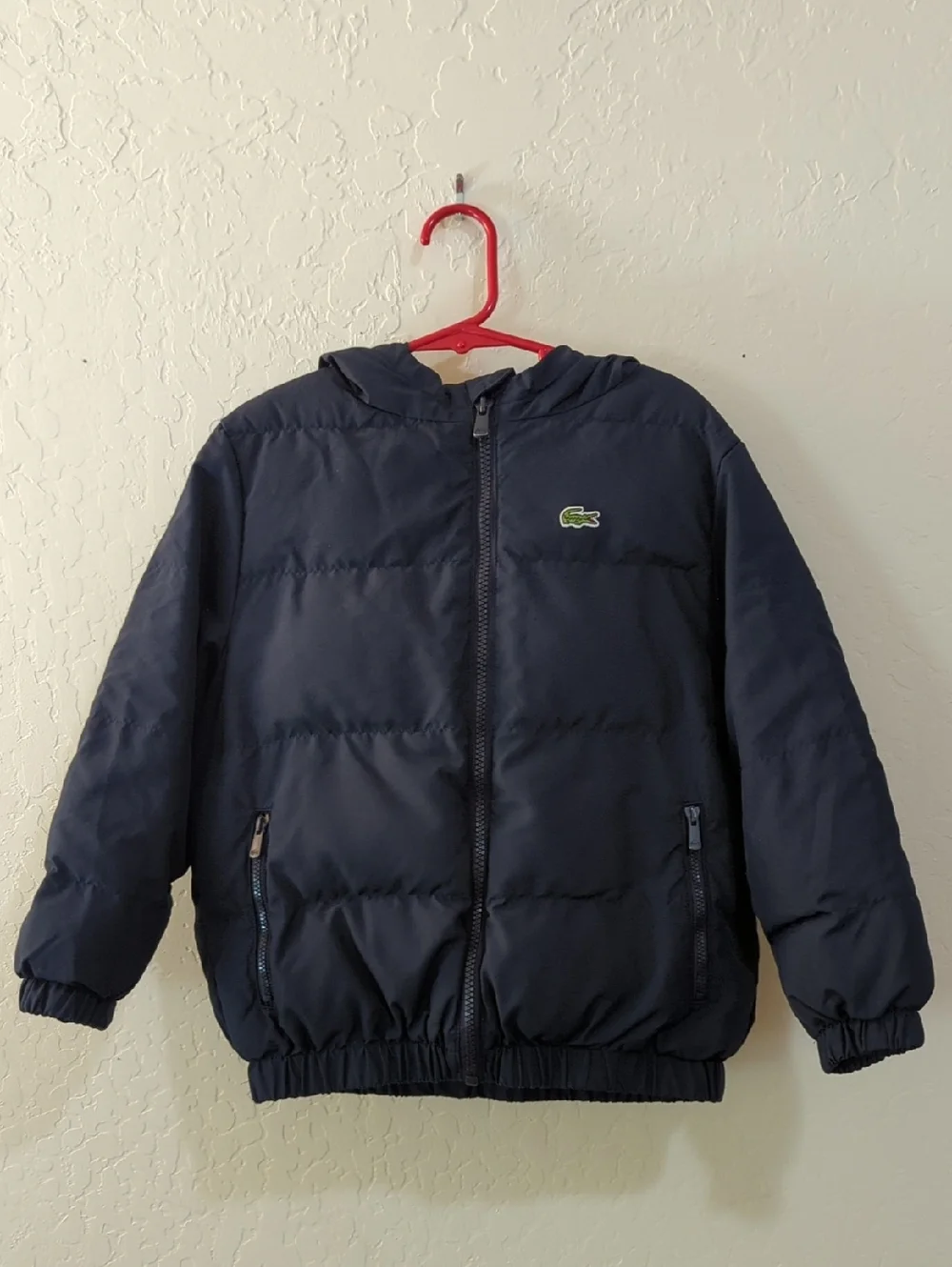Lacoste Kid's' Navy Hooded Puffer Jacket Size 5